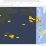 Screen shot of PSK Reporter website, showing ham radio FT8 spots.